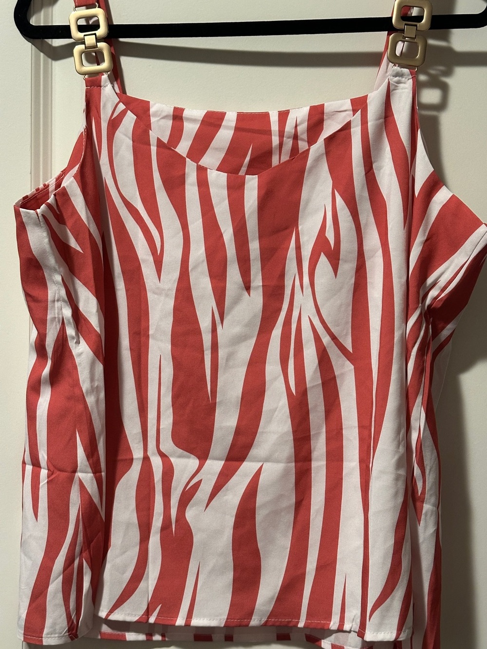 Red and White Zebra Print Sleeveless Top